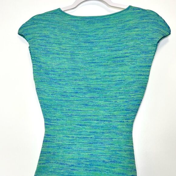 Aritzia Wilfred Free Cut-Out Knit Mini Dress Space Dye Aqua Teal Medium - Picture 9 of 10